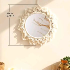 1pc, Boho Macrame Round Mirror - Woven Wall Hanging for Apartment, Home, Bedroom, Living Room Decor