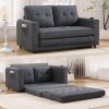 {VIDEO Provided}3-in-1 Upholstered Futon Sofa Convertible Sofa bed,Foldable Tufted Loveseat with Pull Out Sleeper Couch Bed,Folding Mattres Love Seat