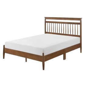 Transitional Design Eastern King Platform Bed Chestnut Finish Wood Frame Bedroom Furniture 1pc Bed in a Box