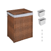 Laundry Hamper With Lid PE Rattan Powder Coating Frame Clothes Hampers with 02 Removable Bags, 100L, Brown Color