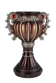 17.5" Tall" Delicata" Urn-Shaped Decorative Vase, Bronze with Silver Accents