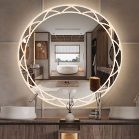 42" Round LED Bathroom Mirror â€“Adjustable Color Temperatures and Anti-Fog, Wall-Mounted Design