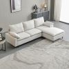 L-Shaped linen sectional sofa with left chaise,Beige