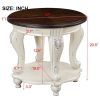 Living Room Coffee Table Set, Coffee Table & Two End Side Table 3-Piece Set for Office, Living Room, Apartment, Chipped White and Cherry Top.(color wr