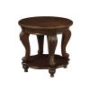 22'' Retro Round End Table,Solid Wood Sofa Side Table with Shelf,Living Room Corner Table Easy Assemble,Cherry ( color written on box is Light Espress