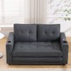 {VIDEO Provided}3-in-1 Upholstered Futon Sofa Convertible Sofa bed,Foldable Tufted Loveseat with Pull Out Sleeper Couch Bed,Folding Mattres Love Seat