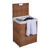 Laundry Hamper With Lid PE Rattan Powder Coating Frame Clothes Hampers with 02 Removable Bags, 100L, Brown Color