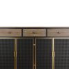 48" Wide 4 Doors Modern Sideboard with 3 Top Drawers, Freestanding Sideboard Storage Cabinet Entryway Floor Cabinet for Living Room Office Bedroom