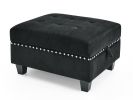 U shape Modular Sectional Sofa; DIY Combination; includes Four Single Chair and Two Corner; Black Velvet