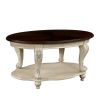 Living Room Coffee Table Set, Coffee Table & Two End Side Table 3-Piece Set for Office, Living Room, Apartment, Chipped White and Cherry Top.(color wr