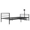 Gaming Bed With Rotating TV Mount And Metal Mesh Frame,Vented Console Storage, iron bed with led