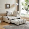 Modern sofa velvet pull-out bed,Independently removable backrest, have USB port and swivel phone stand ,beige