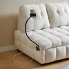 Modern sofa velvet pull-out bed,Independently removable backrest, have USB port and swivel phone stand ,beige