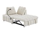 Modern sofa velvet pull-out bed,Independently removable backrest, have USB port and swivel phone stand ,beige