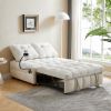 Modern sofa velvet pull-out bed,Independently removable backrest, have USB port and swivel phone stand ,beige