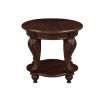 22'' Retro Round End Table,Solid Wood Sofa Side Table with Shelf,Living Room Corner Table Easy Assemble,Cherry ( color written on box is Light Espress