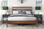 Transitional Design Queen Platform Bed Chestnut Finish Wood Frame Bedroom Furniture 1pc Bed in a Box