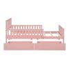 Twin Size Wood Platform Bed with Guardrails on Both Sides and Two Storage Drawers ,Pink