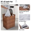 Laundry Hamper With Lid PE Rattan Powder Coating Frame Clothes Hampers with 02 Removable Bags, 100L, Brown Color