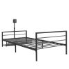 Gaming Bed With Rotating TV Mount And Metal Mesh Frame,Vented Console Storage, iron bed with led