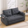 {VIDEO Provided}3-in-1 Upholstered Futon Sofa Convertible Sofa bed,Foldable Tufted Loveseat with Pull Out Sleeper Couch Bed,Folding Mattres Love Seat