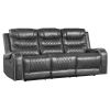 Luxurious Living Room Furniture 1pc Gray Double Reclining Sofa with Center Drop-Down Cup Holders, Receptacles USB Ports, Breathable Faux Leather Uphol