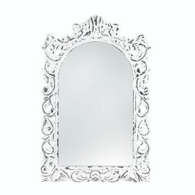 Distressed White Ornate Wall Mirror