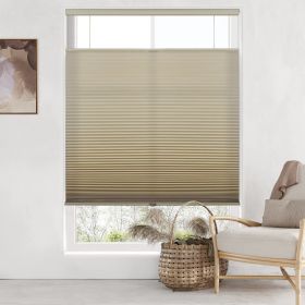 WELLSOURCE Light Filtering/Dimout Cellular Shades Cordless, Top Down Bottom Up Blinds for Windows, 1.5" Single Cell Pleated Honeycomb Window Shades fo (Color: Dimout-Brown, size: CUSTOM SIZE)