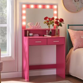 Makeup Vanity Desk with Mirror & Light (Color: as Pic)