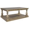 Rustic Floor Shelf Coffee Table with Storage; Solid Pine Wood