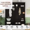 Modern Hallway Hall Tree with Metal Hooks and Storage Space, Multi-Functional Entryway Coat Rack with Shoe Cubbies