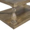 Rustic Floor Shelf Coffee Table with Storage; Solid Pine Wood