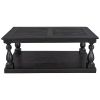 Rustic Floor Shelf Coffee Table with Storage; Solid Pine Wood