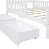 Twin Size Wood Platform Bed with Guardrails on Both Sides and Two Storage Drawers