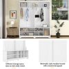 Modern Hallway Hall Tree with Metal Hooks and Storage Space, Multi-Functional Entryway Coat Rack with Shoe Cubbies