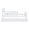 Twin Size Wood Platform Bed with Guardrails on Both Sides and Two Storage Drawers